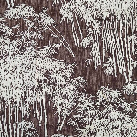 TORI RICHARD HAWAIIAN CAMP SHIRT COTTON BROWN CREAM WOODBLOCK STYLE MENS MEDIUM - Picture 4 of 5